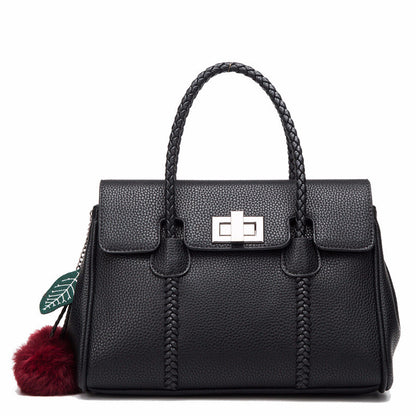 Lychee Pattern Leather Satchel handbag - 16th Avenue