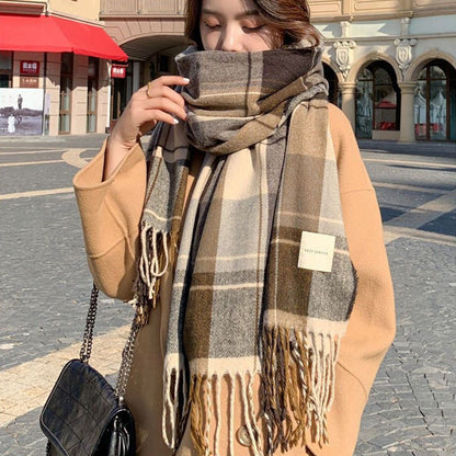 Women's Fashion Plaid Thickened Long Scarf Scarf