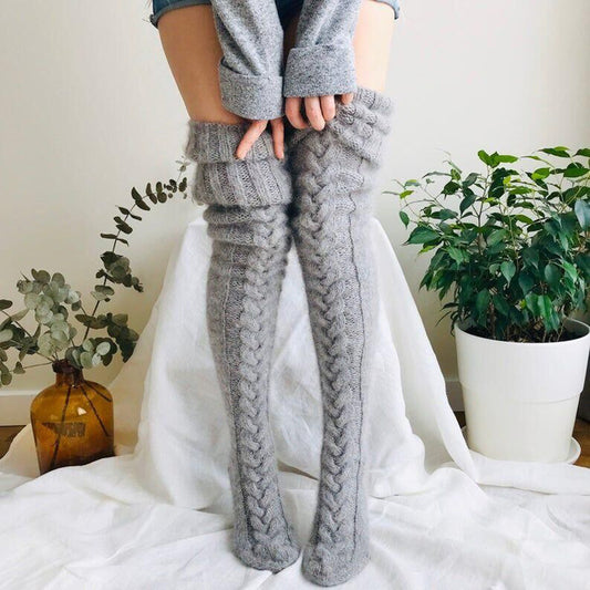 Women's Fall And Winter Over The Knee Knitted Pile Socks