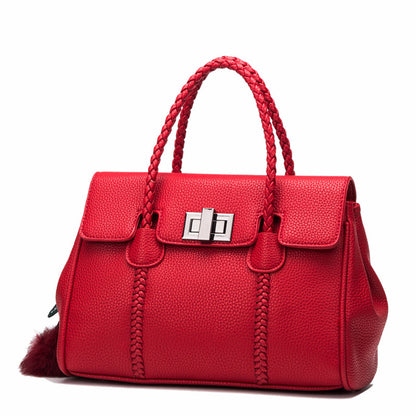 Lychee Pattern Leather Satchel handbag - 16th Avenue