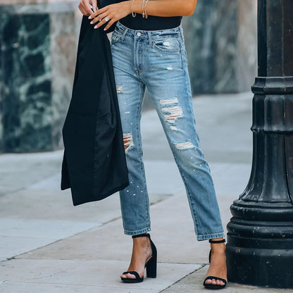 Washed Temperament Cropped Straight-Leg Jeans - 16th Avenue