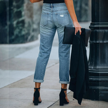 Washed Temperament Cropped Straight-Leg Jeans - 16th Avenue