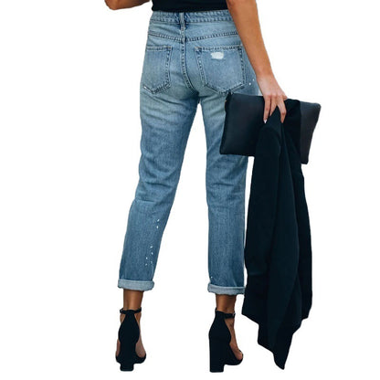 Washed Temperament Cropped Straight-Leg Jeans - 16th Avenue