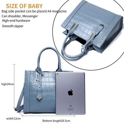 Crocodile Pattern Woven Handbag Leather Handbag - 16th Avenue