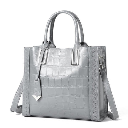 Crocodile Pattern Woven Handbag Leather Handbag - 16th Avenue