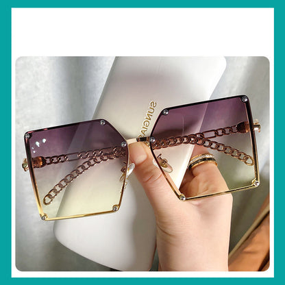 Big Frameless Fashion Street Personality Metal Chain Trendy Glasses - 16th Avenue