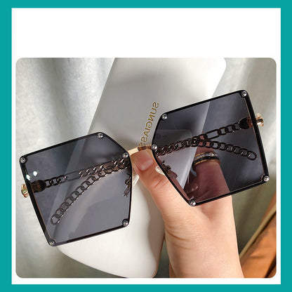 Big Frameless Fashion Street Personality Metal Chain Trendy Glasses - 16th Avenue