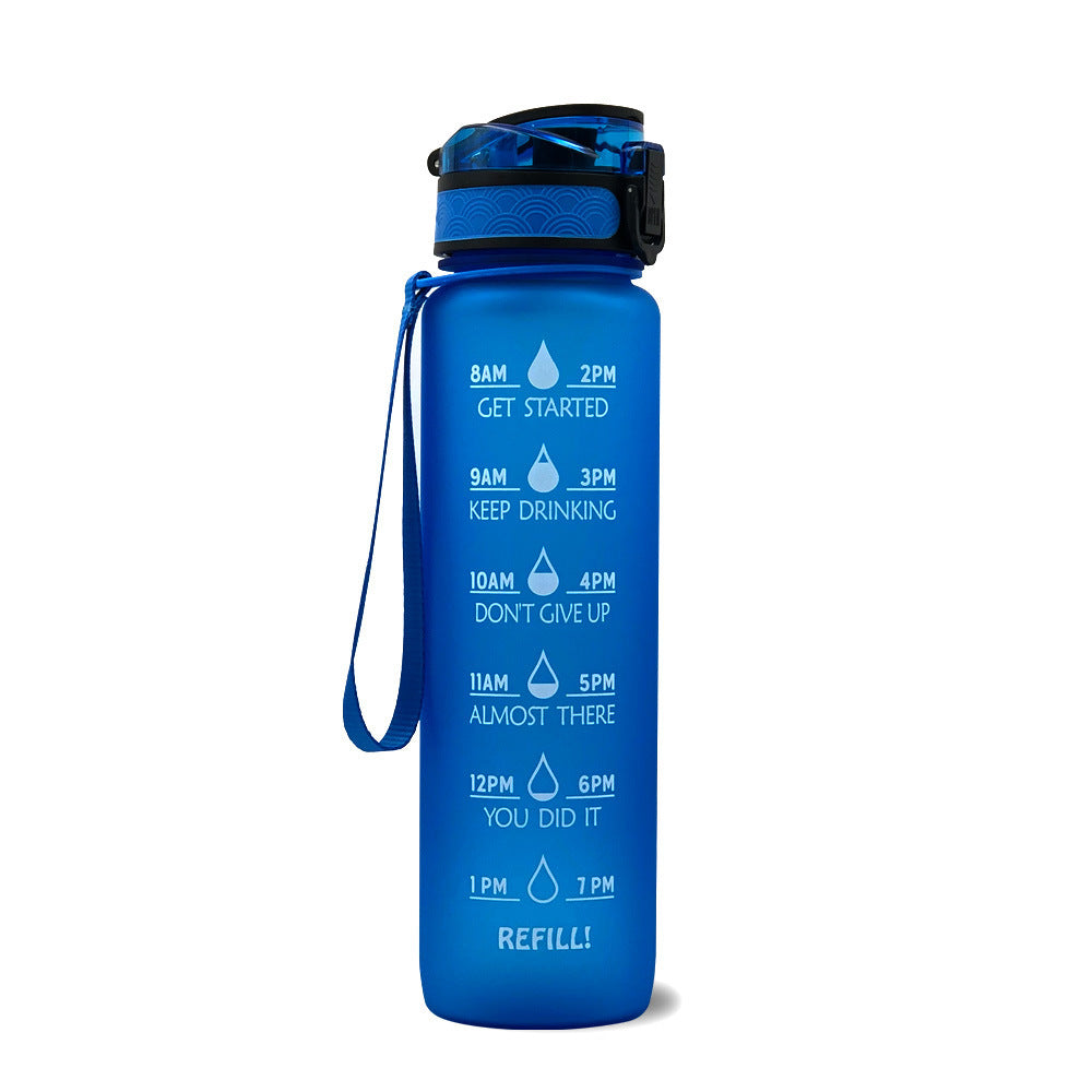 Sports Fitness 1L Tritan Water Bottle With Motivational Time Marker