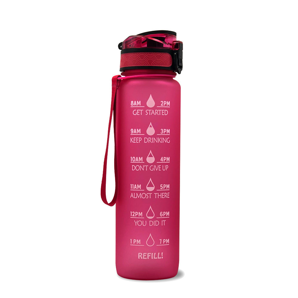 Sports Fitness 1L Tritan Water Bottle With Motivational Time Marker