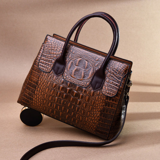 Stylish European And American Fashion Ladies Shoulder Messenger Handbag in crocodile pattern, perfect for modern elegance.