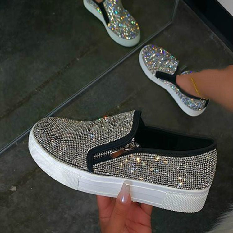 Large Size Rhinestone Flat Casual Shoes
