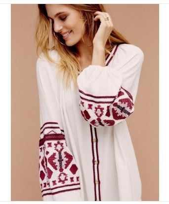 Embroidered Loose Cardigan Embroidered Dress - 16th Avenue