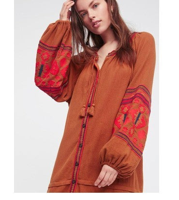 Embroidered Loose Cardigan Embroidered Dress - 16th Avenue