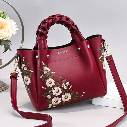 Women's Floral Embroidery Shoulder Handbag - 16th Avenue