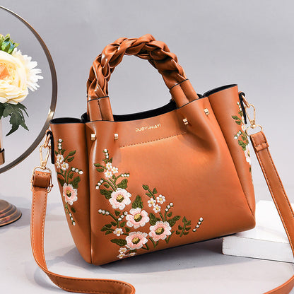 Women's Floral Embroidery Shoulder Handbag - 16th Avenue