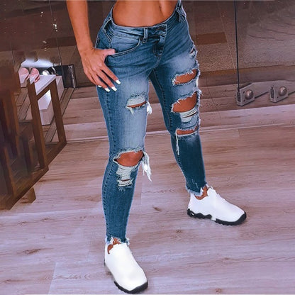 Street Style Sexy Ripped Jeans For Women - 16th Avenue