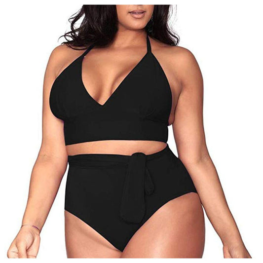 Plus Size Sexy Multi-Rope high waist swimsuit Bikini