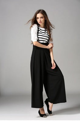 Cropped suspenders wide-leg pants - 16th Avenue