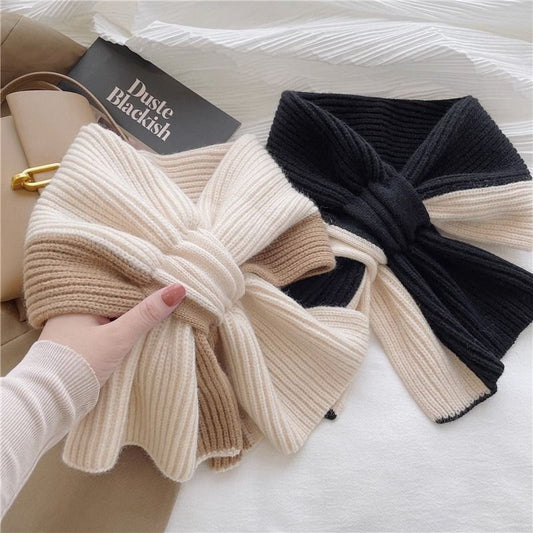 Women's Autumn And Winter Warm Versatile Fashion Sweet Color-blocked Knitted Scarf