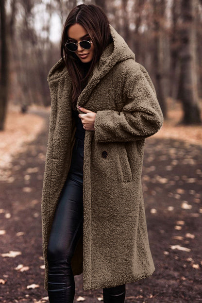 Autumn Winter Fashion Elegant Faux Fleece Coat