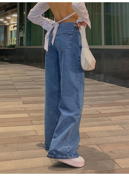Low Waist Fashion Retro Straight Street Denim Trousers - 16th Avenue