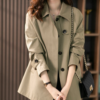 British Style Women's Short Textured Spring And Autumn Trench Coat