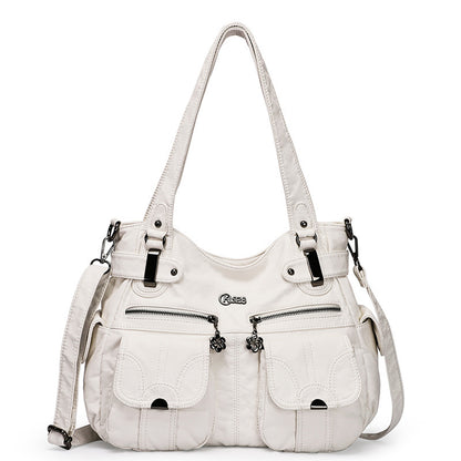 Ladies Soft Leather Portable Messenger Crossbody Tote Bag - 16th Avenue