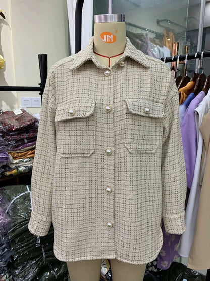 Women's Elegant Plaid Pattern Thick Autumn Winter Long Sleeve Coat