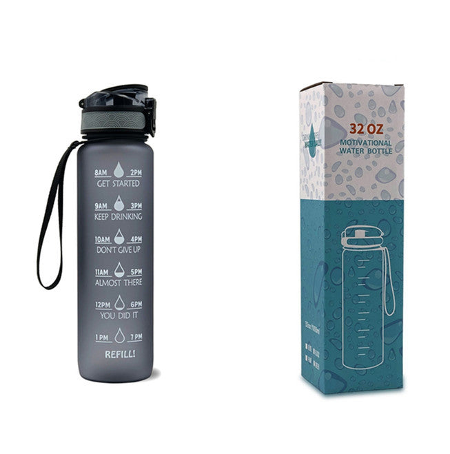 Sports Fitness 1L Tritan Water Bottle With Motivational Time Marker