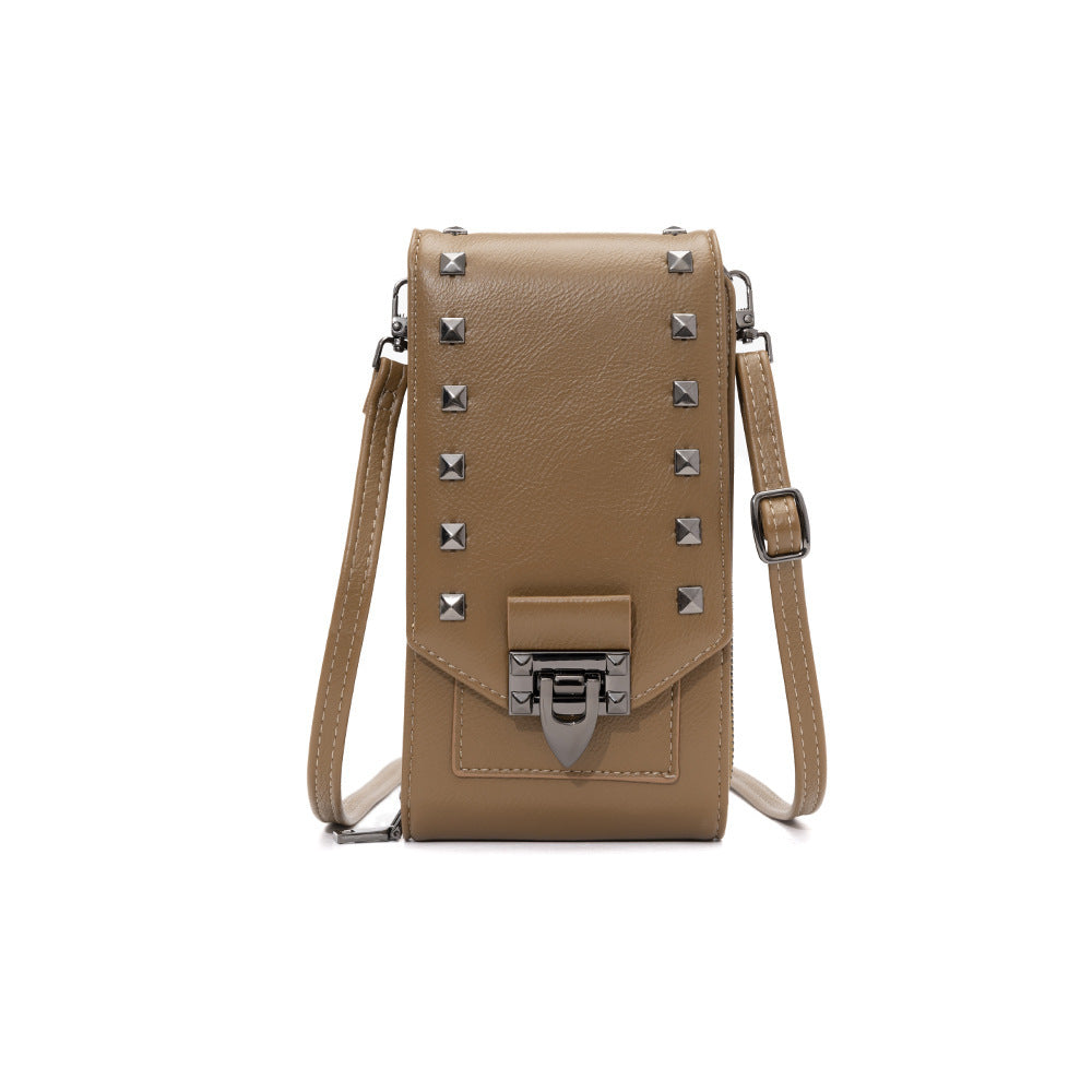 Rivet Design Shoulder Mobile Phone Crossbody Bag