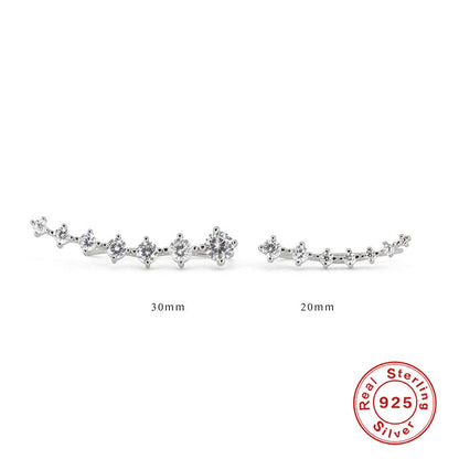 S925 Sterling Silver Single Row 7 PCs Shiny Diamond Ear Studs - 16th Avenue