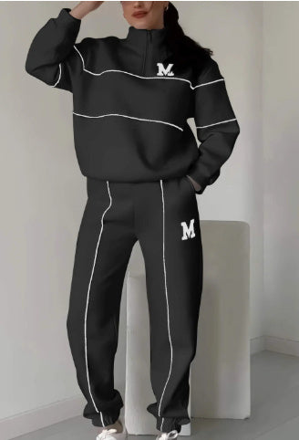 Women's 2 Piece Hoodless Pullover Baggy Sweatsuit