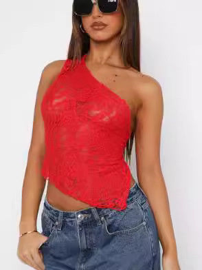 Ins Lace Backless Top Summer Solid Color Waistless Streetwear - 16th Avenue