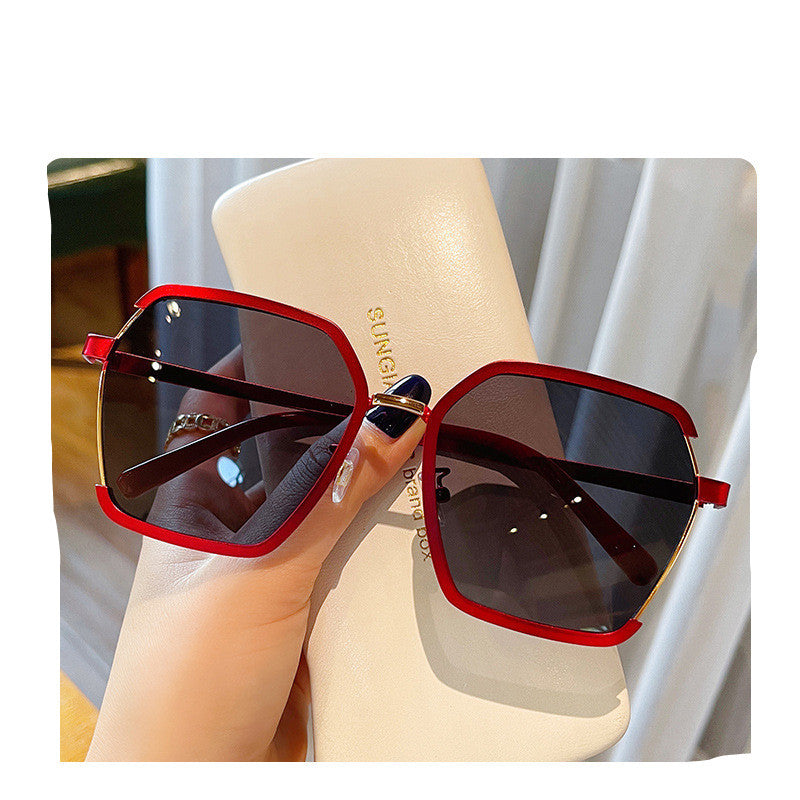 Vintage Half-Frame Sunglasses Summer Oversize Metal Square Uv400 Women UV Protection Sunglasses