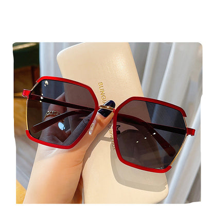 Vintage Half-Frame Sunglasses Summer Oversize Metal Square Uv400 Women UV Protection Sunglasses - 16th Avenue