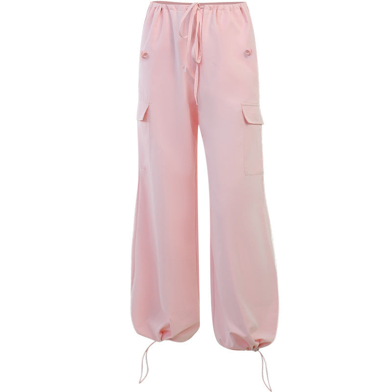 Wide Leg Loose Plus Size Tether Straight Cargo Pants