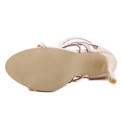 Rhinestone High Heel Sandals - 16th Avenue