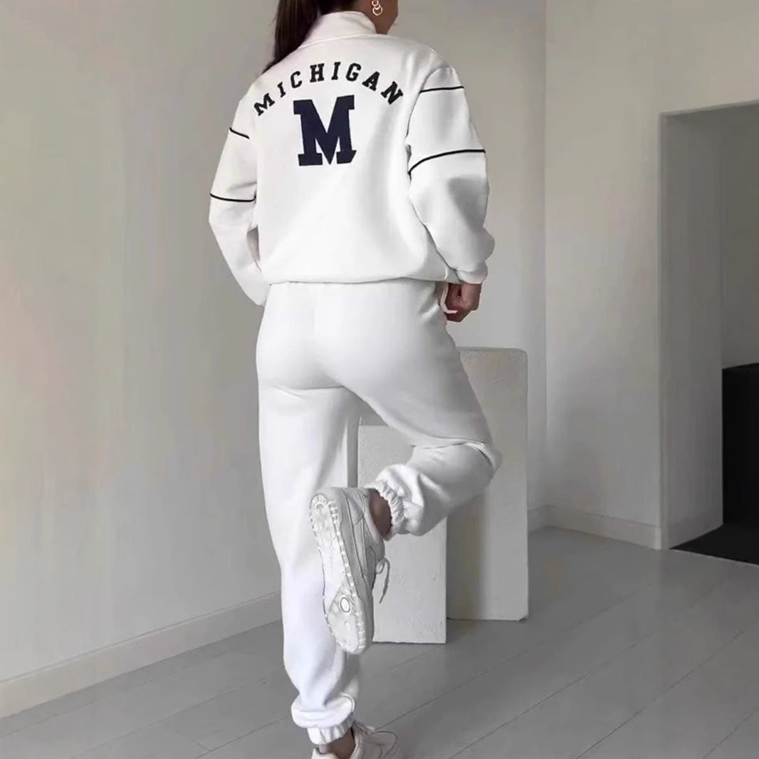 Women's 2 Piece Hoodless Pullover Baggy Sweatsuit
