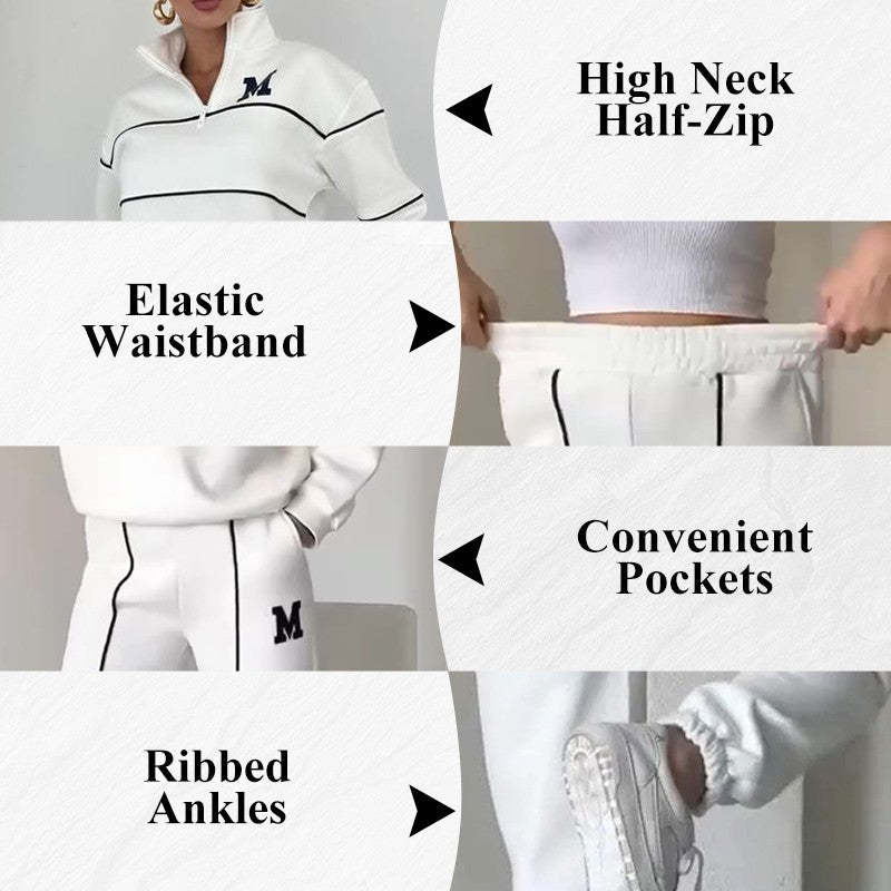 Women's 2 Piece Hoodless Pullover Baggy Sweatsuit