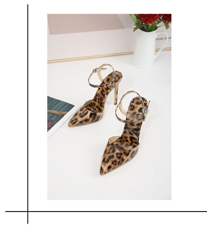 Stiletto Leopard Print Shallow Mouth European And American Plus Size Pointed Women's High Heels - 16th Avenue