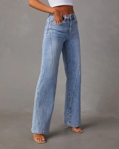 Casual Patchwork Women's Wide Leg Jeans - 16th Avenue