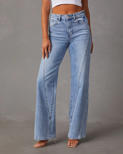 Casual Patchwork Women's Wide Leg Jeans - 16th Avenue