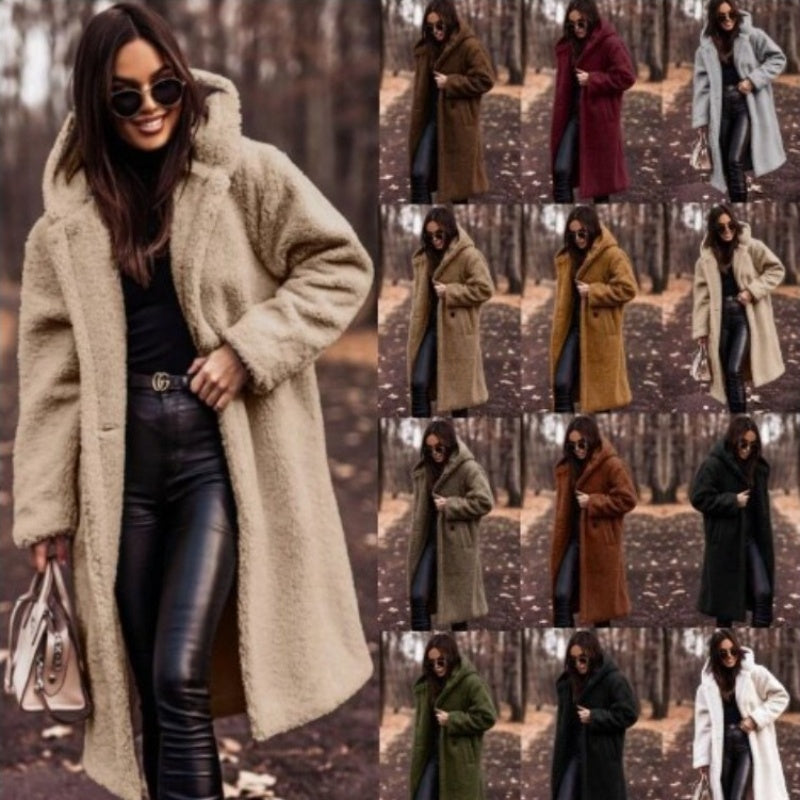 Autumn Winter Fashion Elegant Faux Fleece Coat