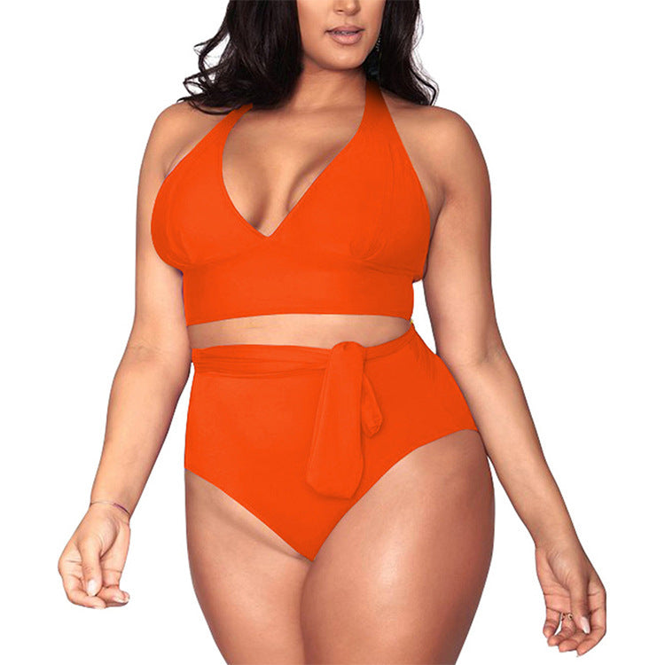 Plus Size Sexy Multi-Rope high waist swimsuit Bikini