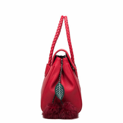 Lychee Pattern Leather Satchel handbag - 16th Avenue