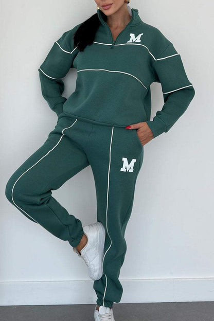 Women's 2 Piece Hoodless Pullover Baggy Sweatsuit