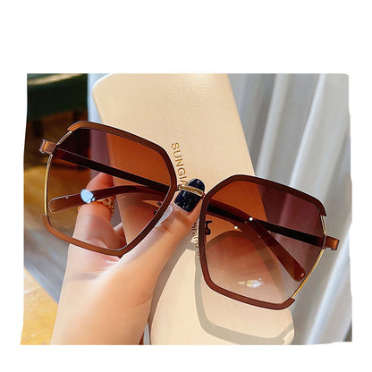 Vintage Half-Frame Sunglasses Summer Oversize Metal Square Uv400 Women UV Protection Sunglasses - 16th Avenue