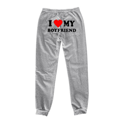 I Love MY BOYFRIEND Printed Casual Trousers - 16th Avenue
