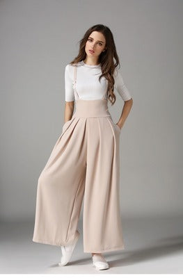 Cropped suspenders wide-leg pants - 16th Avenue