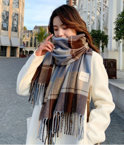 Women's Fashion Plaid Thickened Long Scarf Scarf